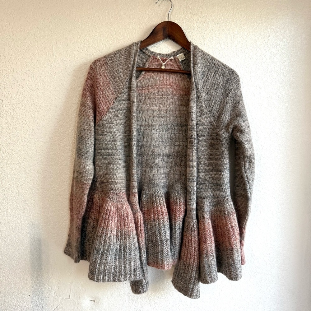 Knitted & Knotted Womens Sweater Cardigan Cody Peplum Open Front Size Medium